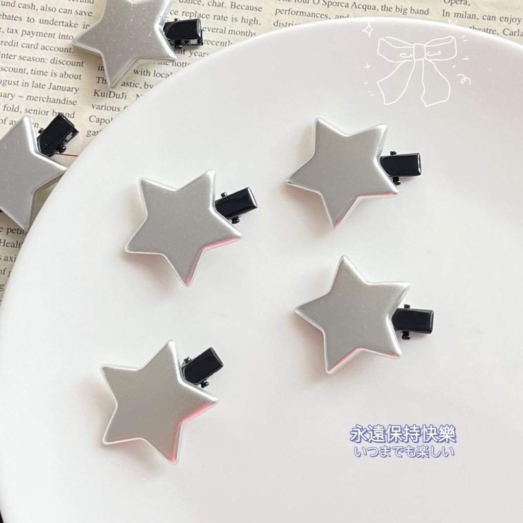 Kẹp Tóc Hình Ngôi Sao Năm Cánh y2k Màu Bạc Thời Trang Cho Nữ