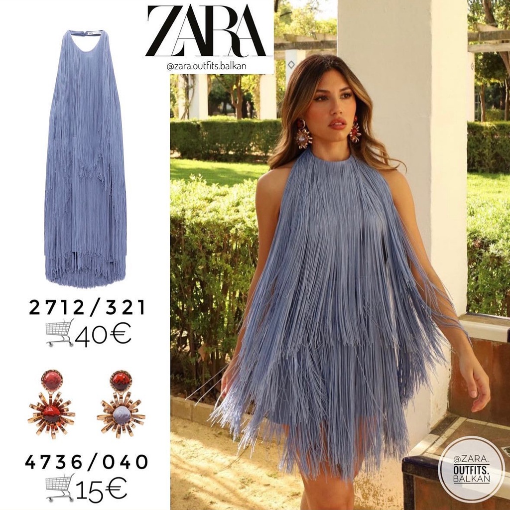 Đầm Zara Màu Trơn Dáng Rộng Phối Tua Rua Thời Trang Mùa Hè Quyến Rũ Cho Nữ