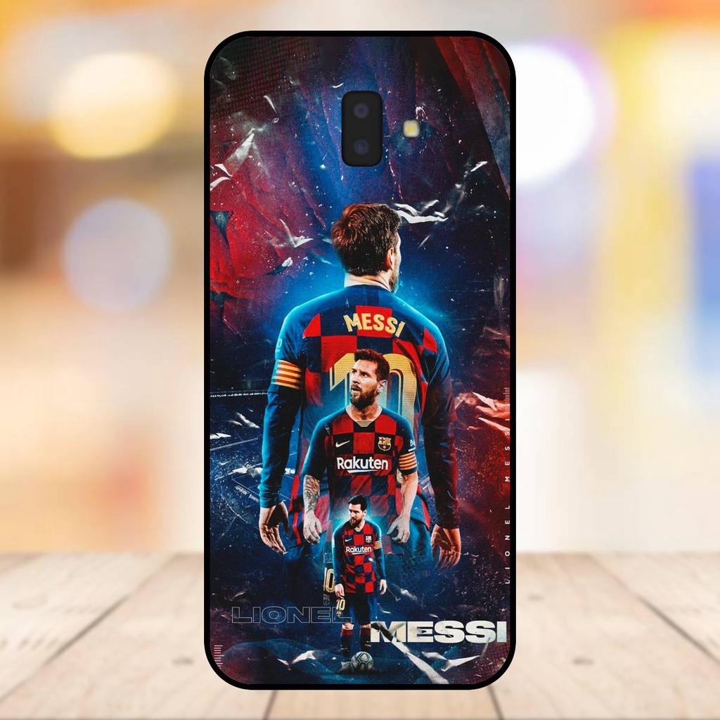 Ốp lưng điện thoại Samsung J6 Plus viền đen Lionel Messi Barcelona PSG