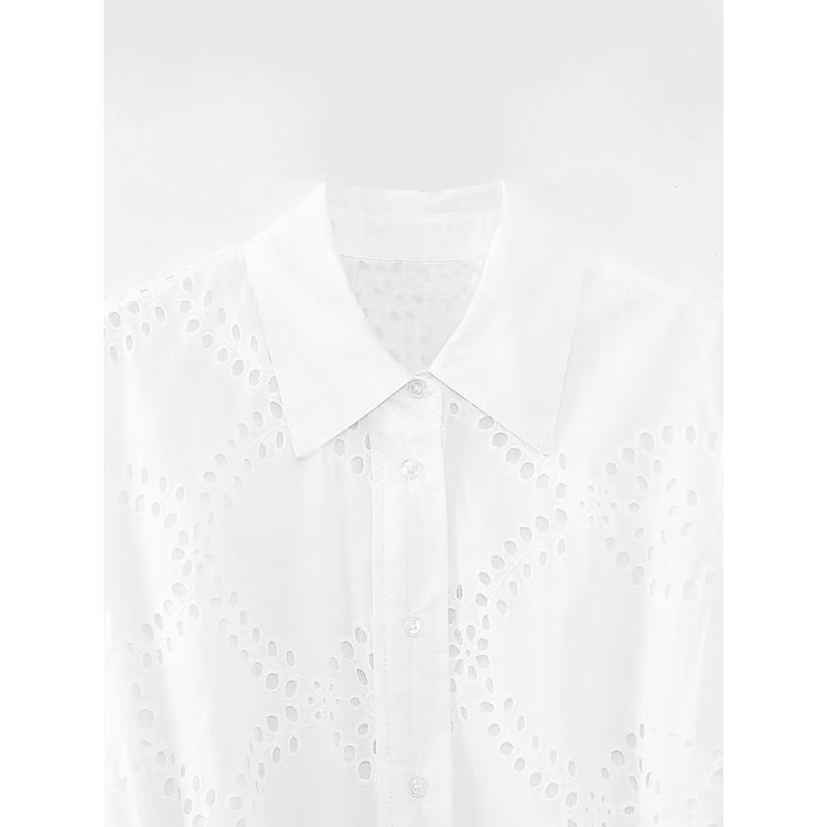 Zara Đầm midi Trắng Tay Dài Hoạ Tiết Thêu Thời Trang Mùa Hè Cho Phái Nữ