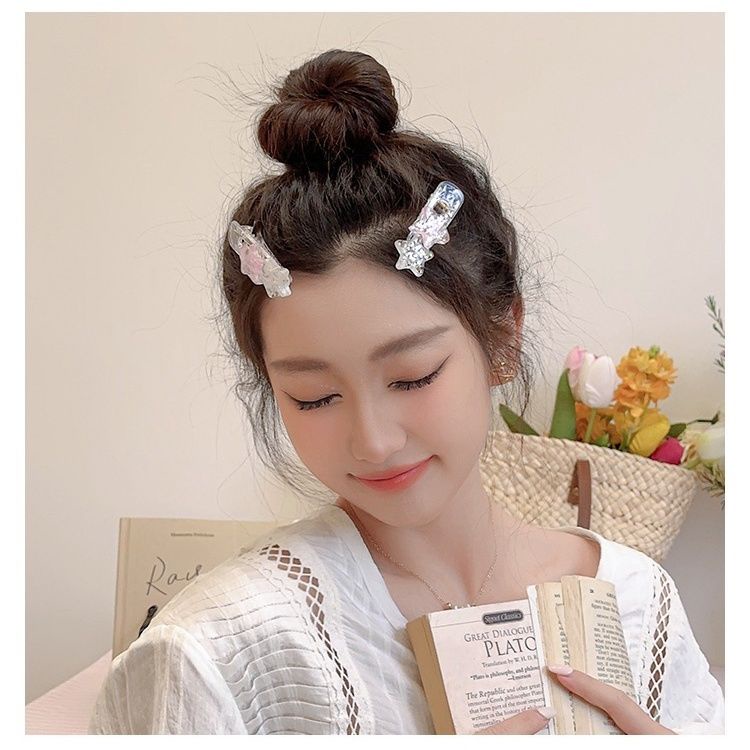 Kẹp Tóc Hình Ngôi Sao Năm Cánh Trái Tim Ma Ngựa ins Ngọt Ngào Cho Nữ Sinh