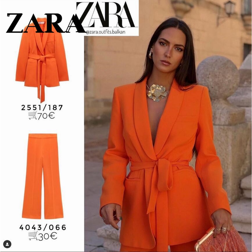 Hàng Mới Về Bộ Áo Khoác Vest + Quần Tây Dáng Ôm Phối Thắt Lưng Thời Trang Zara