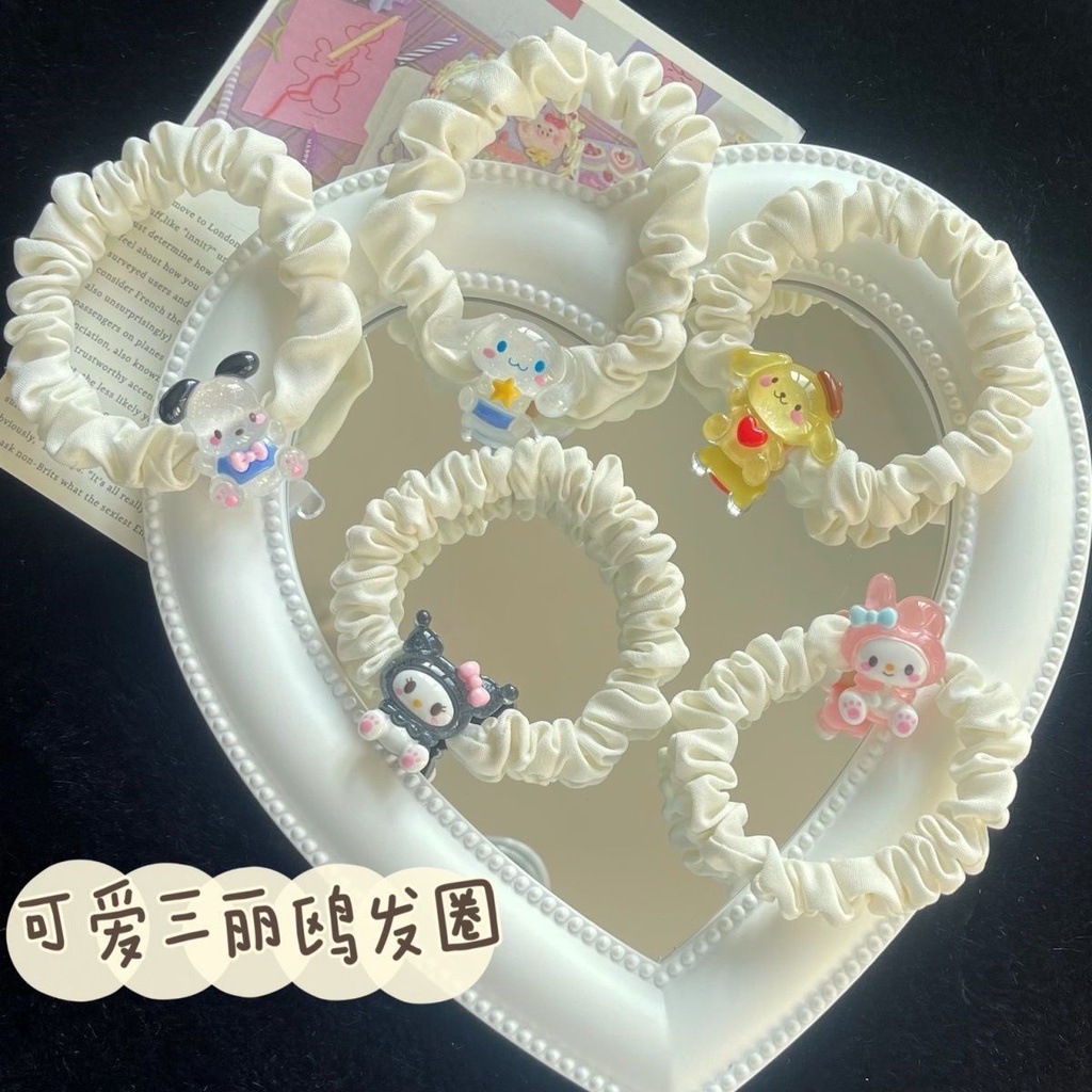 SANRIO Dây Cột Tóc Trong Suốt In Hoạt Hình Chó cinnamon Dễ Thương Cho Bé Gái