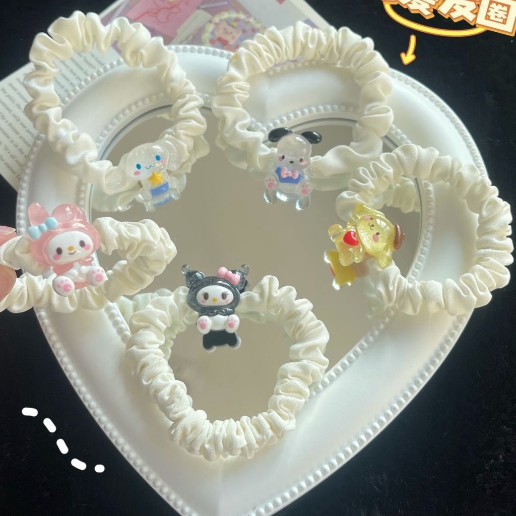 SANRIO Dây Cột Tóc Trong Suốt In Hoạt Hình Chó cinnamon Dễ Thương Cho Bé Gái