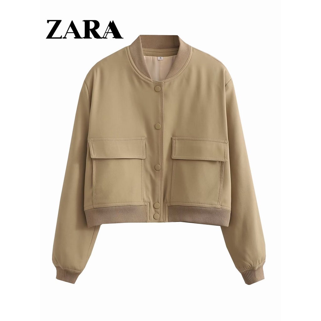 Zara Áo Khoác Chống Thấm Nước Có Túi Lớn Thời Trang Mùa Hè Dành Cho Nữ