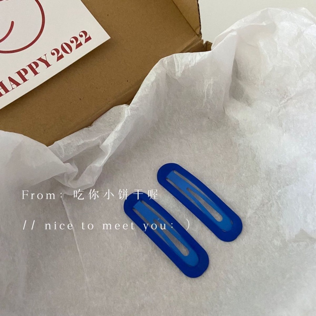 Kẹp Tóc Morandi Hình Vuông Màu Xanh Dương Nhám Phong Cách Hàn Quốc Thời Trang Mùa Hè Cho Nữ