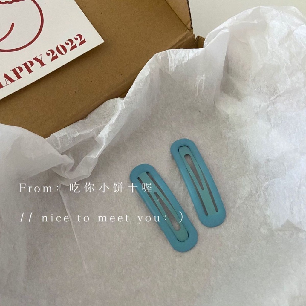 Kẹp Tóc Morandi Hình Vuông Màu Xanh Dương Nhám Phong Cách Hàn Quốc Thời Trang Mùa Hè Cho Nữ