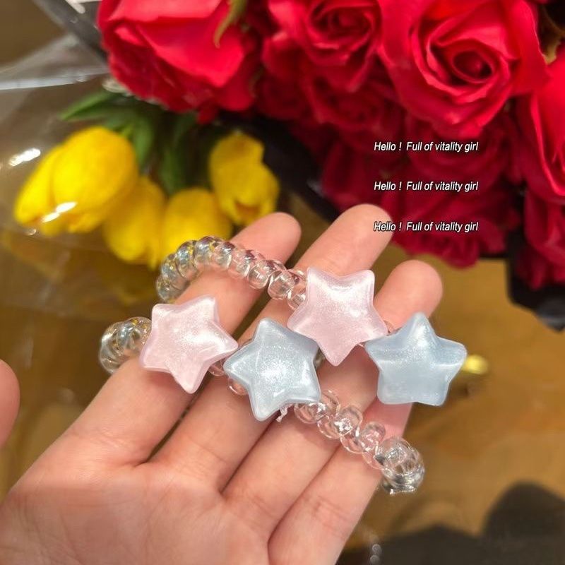 Girl headwear Dây Buộc Tóc Đuôi Ngựa Co Giãn Cao Hình Ngôi Sao Ngọt Ngào Cho Nữ Giới