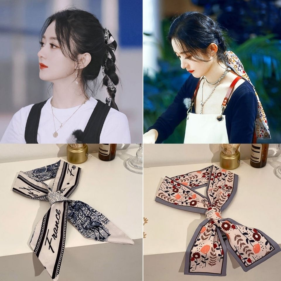 Băng Đô Cài Tóc Vải Lụa Thắt Nơ Phong Cách Pháp Cổ Điển Thời Trang Mùa Hè Cho Nữ Zhao Liying