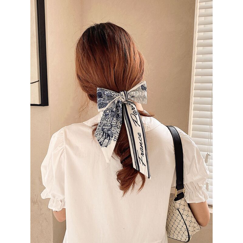 Băng Đô Cài Tóc Vải Lụa Thắt Nơ Phong Cách Pháp Cổ Điển Thời Trang Mùa Hè Cho Nữ Zhao Liying