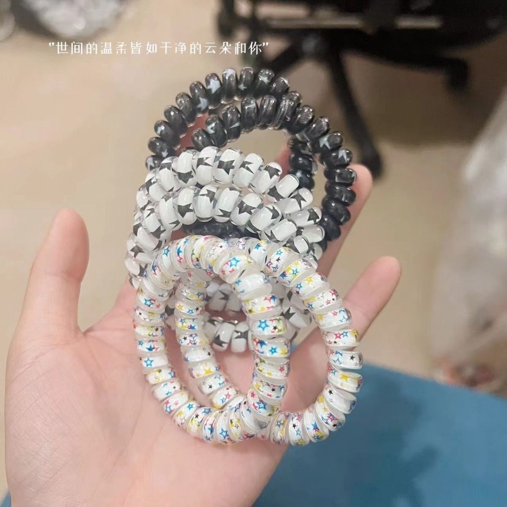 Dây Buộc Tóc Hình Ngôi Sao Màu Trắng Đen Phong Cách Hàn Quốc Ngọt Ngào Cho Nữ