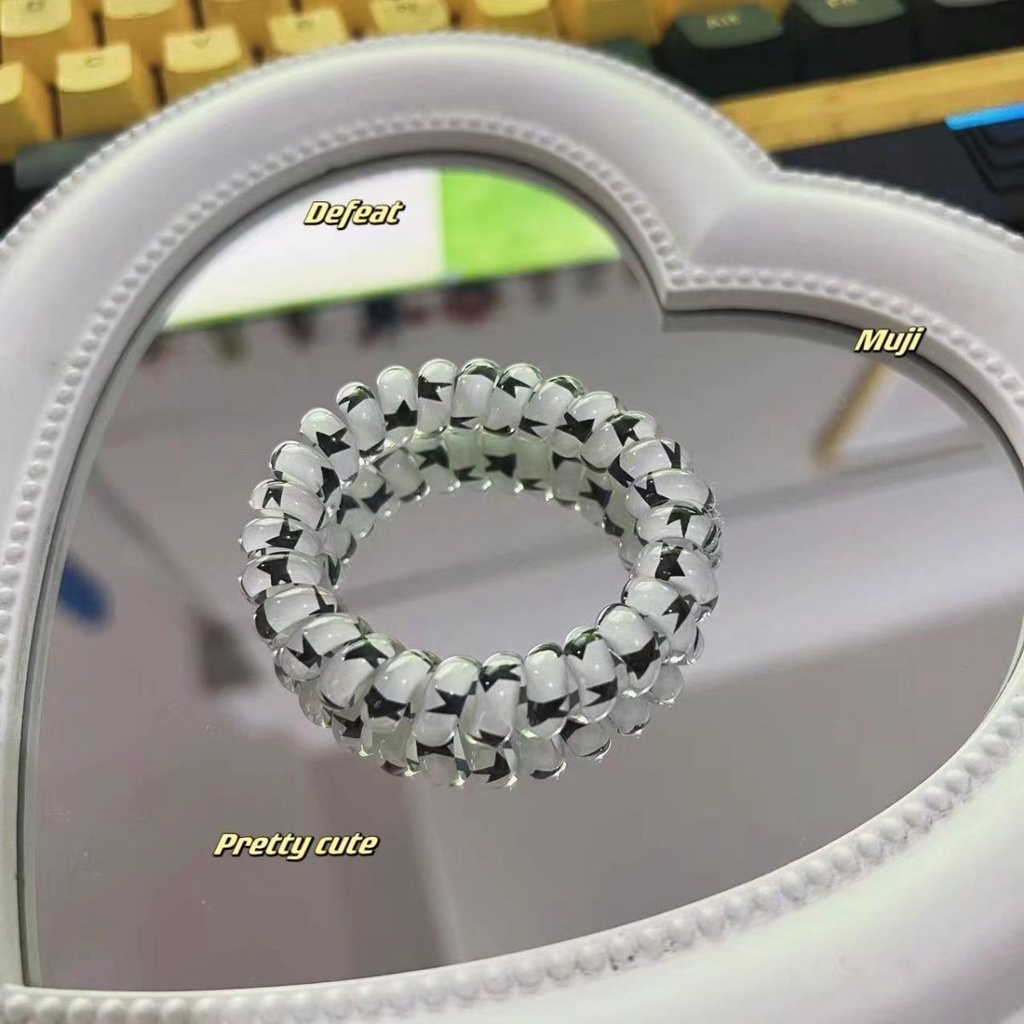 Dây Buộc Tóc Hình Ngôi Sao Màu Trắng Đen Phong Cách Hàn Quốc Ngọt Ngào Cho Nữ