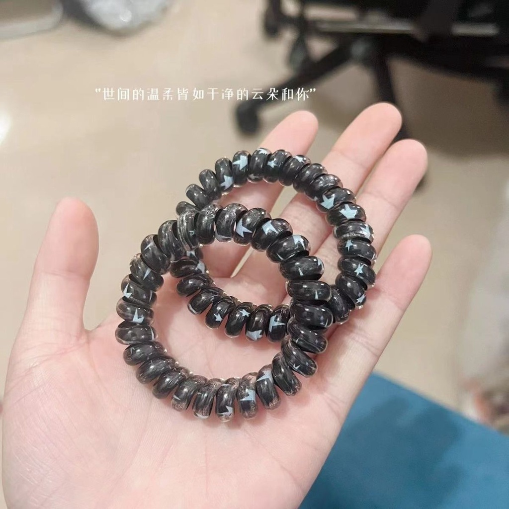 Dây Buộc Tóc Hình Ngôi Sao Màu Trắng Đen Phong Cách Hàn Quốc Ngọt Ngào Cho Nữ