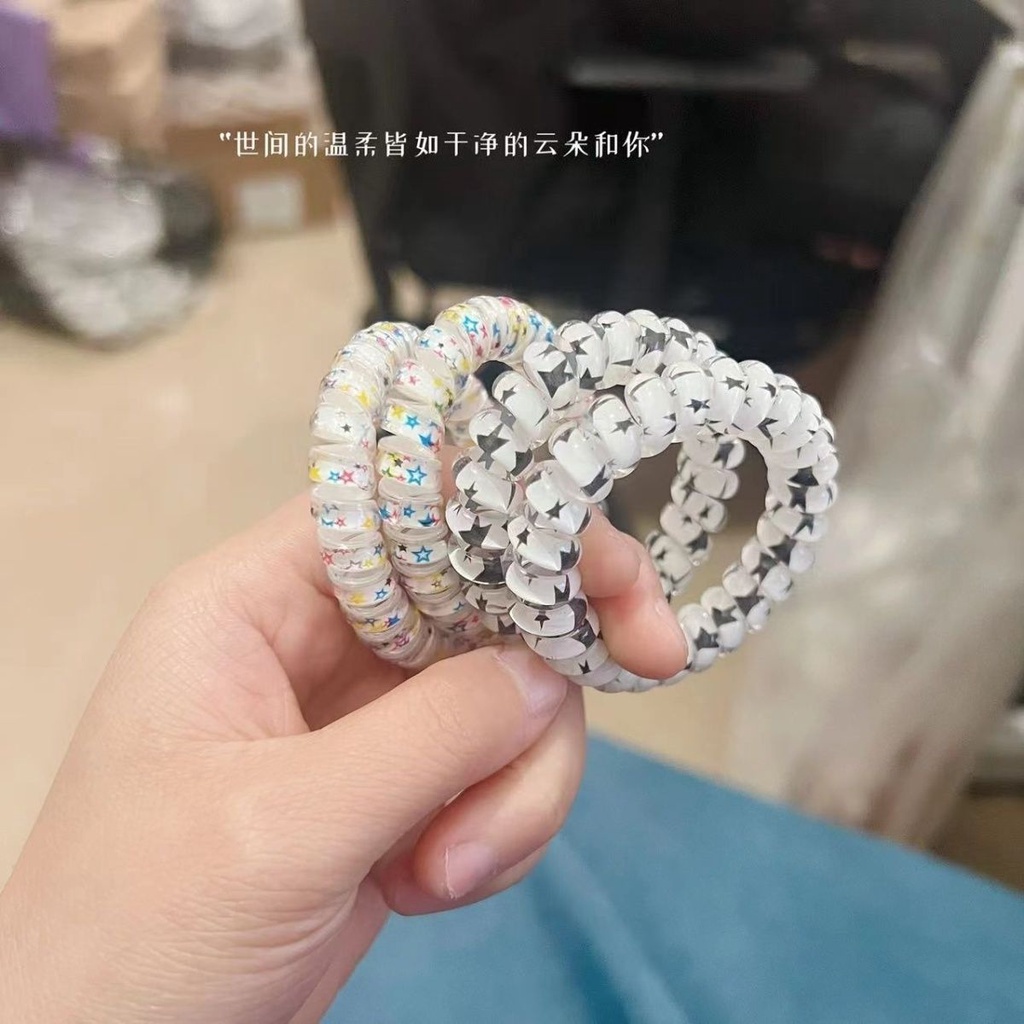 Dây Buộc Tóc Hình Ngôi Sao Màu Trắng Đen Phong Cách Hàn Quốc Ngọt Ngào Cho Nữ