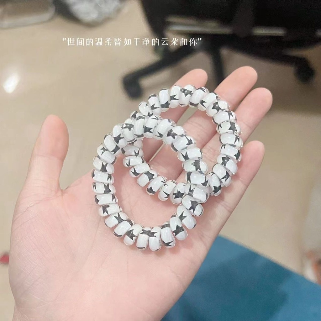 Dây Buộc Tóc Hình Ngôi Sao Màu Trắng Đen Phong Cách Hàn Quốc Ngọt Ngào Cho Nữ