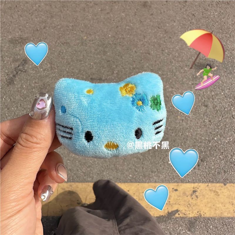 Kẹp Tóc Mái Da Xanh Dương Đính Hoa Hoạt Hình kitty Dễ Thương Cho Bé Gái