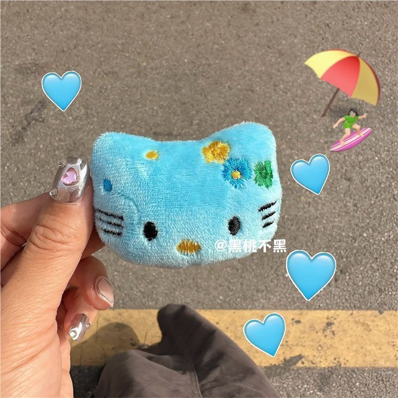 Kẹp Tóc Mái Da Xanh Dương Đính Hoa Hoạt Hình kitty Dễ Thương Cho Bé Gái