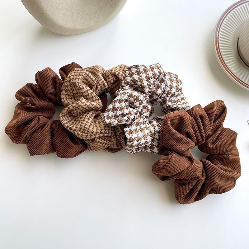 Dây Cột Tóc Bọc Vải Họa Tiết Quả Cầu Lông Xù Cỡ Lớn Thanh Lịch Và Dịu Dàng Dành Cho Bạn Nữ