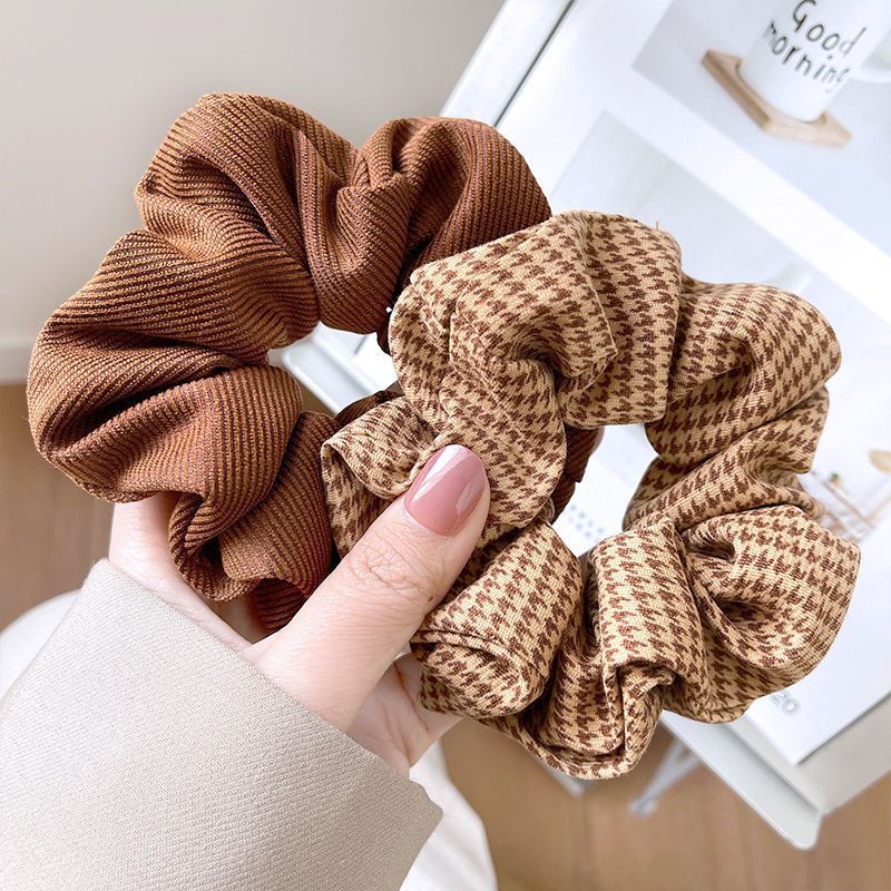 Dây Cột Tóc Bọc Vải Họa Tiết Quả Cầu Lông Xù Cỡ Lớn Thanh Lịch Và Dịu Dàng Dành Cho Bạn Nữ