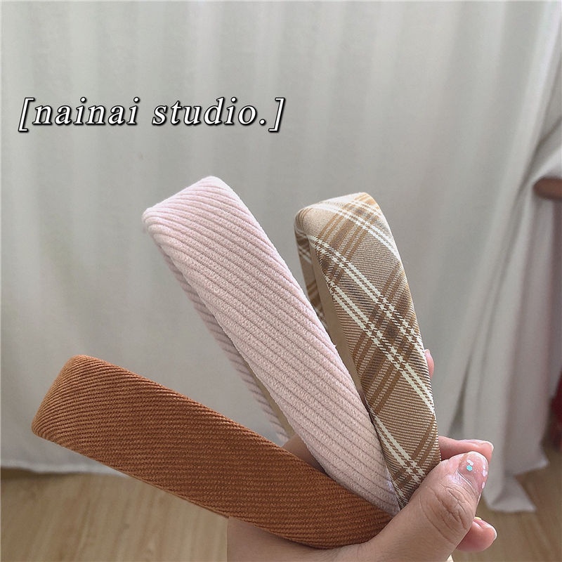 Băng Đô Cài Tóc Vải Nhung Kẻ Sọc Caro Phong Cách Đại Học Ngọt Ngào Cho Nữ