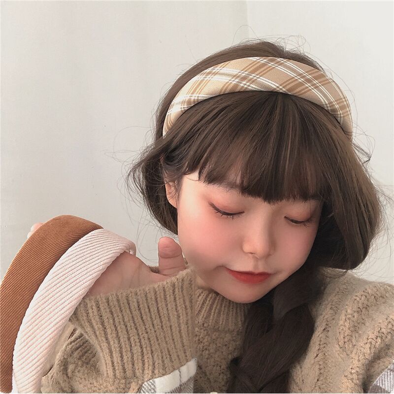 Băng Đô Cài Tóc Vải Nhung Kẻ Sọc Caro Phong Cách Đại Học Ngọt Ngào Cho Nữ