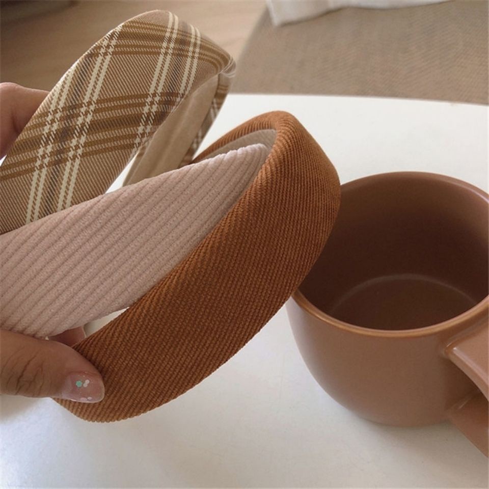 Băng Đô Cài Tóc Vải Nhung Kẻ Sọc Caro Phong Cách Đại Học Ngọt Ngào Cho Nữ