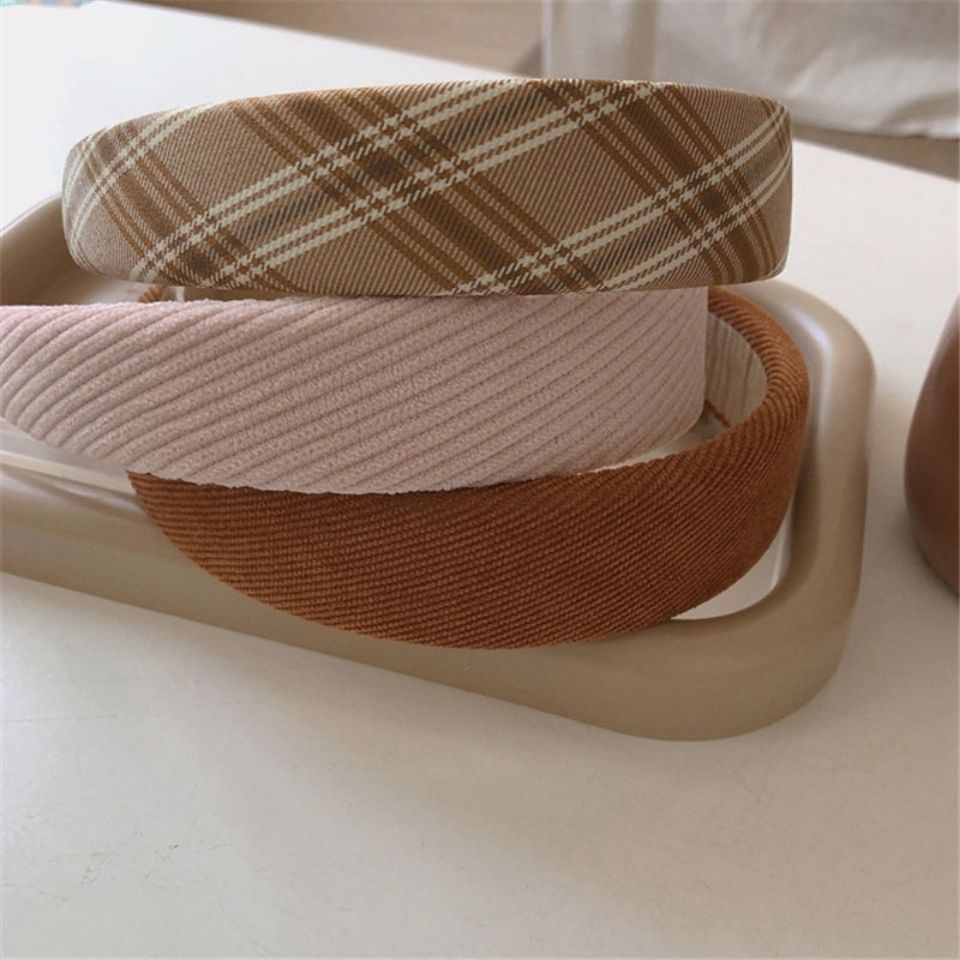 Băng Đô Cài Tóc Vải Nhung Kẻ Sọc Caro Phong Cách Đại Học Ngọt Ngào Cho Nữ