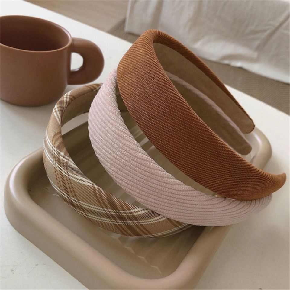 Băng Đô Cài Tóc Vải Nhung Kẻ Sọc Caro Phong Cách Đại Học Ngọt Ngào Cho Nữ