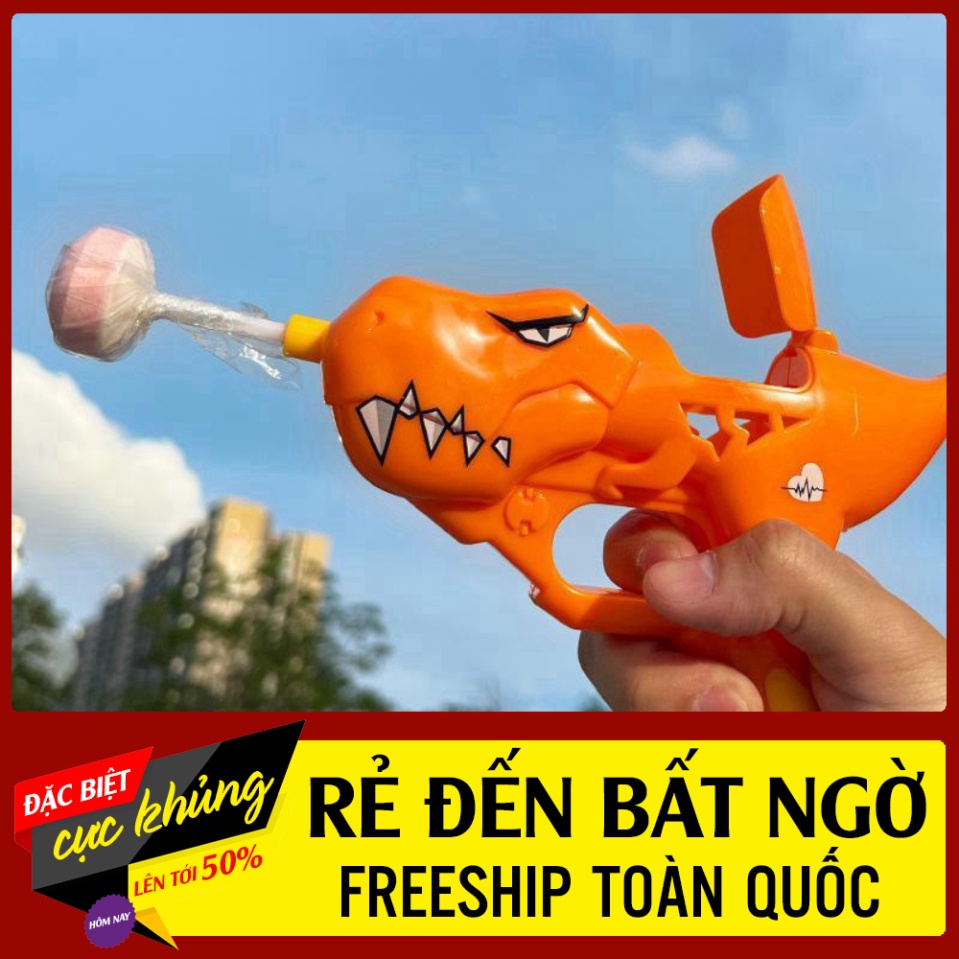 Đồ Chơi Súng Bắn Kẹo Mút Hình Khủng Long Siêu Hot