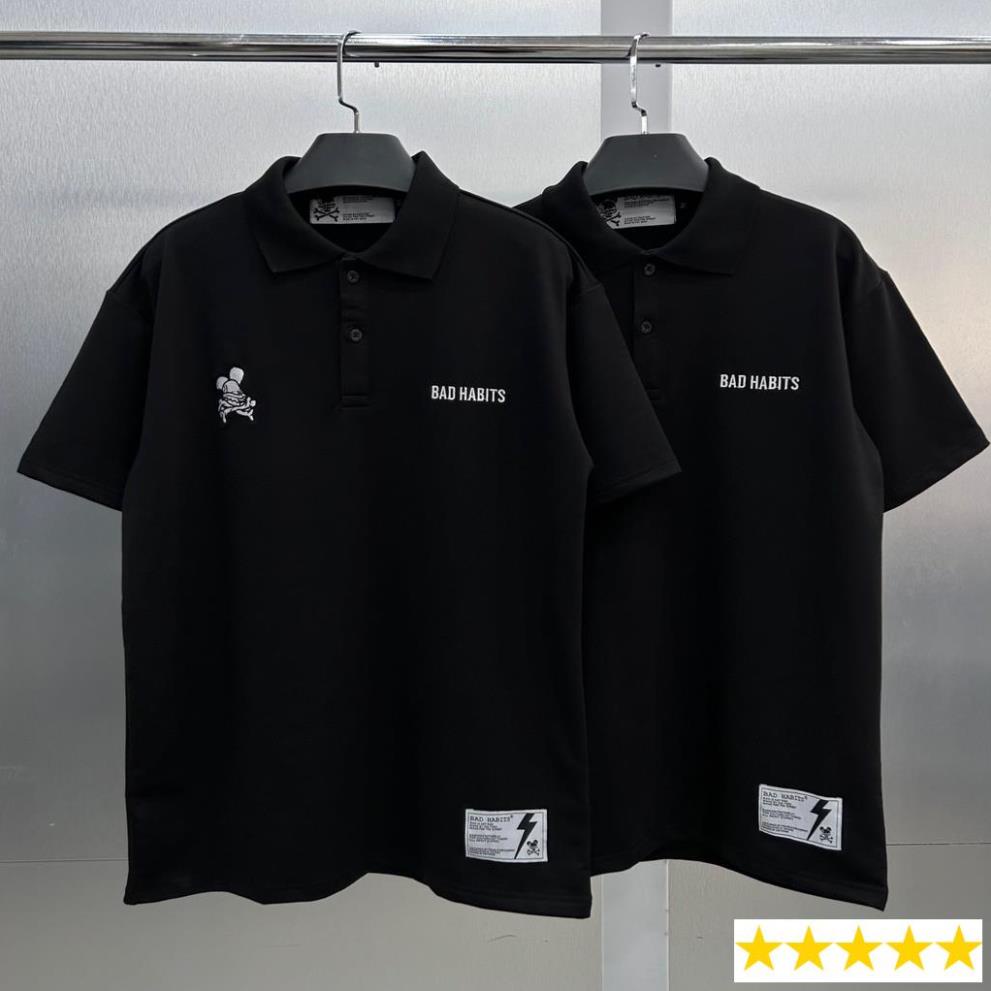 Áo Polo Unisex Bad Habits ESSENTIAL POLO Áo thun polo bad habits áo polo cổ trụ hình thêu tag 2023 full tag