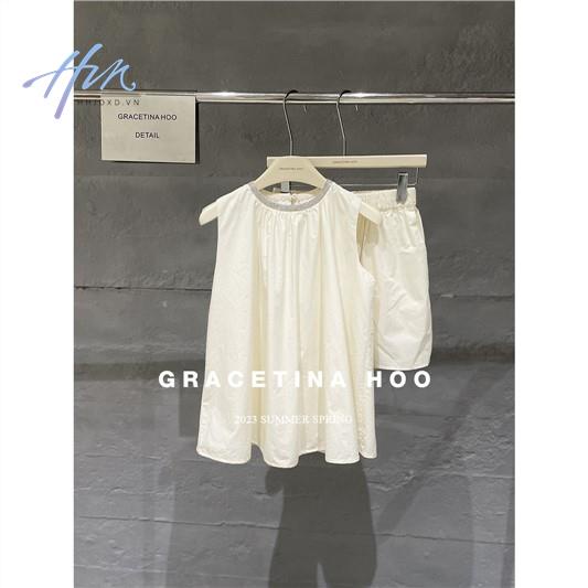 Set Áo Thun Không Tay Cổ Tròn Dáng Suông + Quần Short Thời Trang Mùa Hè 2023 Cho Nữ