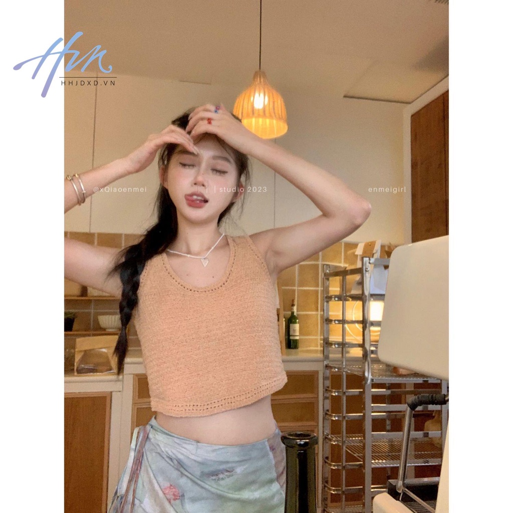 Set Áo Sát Nách Nhuộm Màu Phối Chân Váy Dài Dáng Chữ A Lưng Cao Kiểu Retro Thời Trang Mùa Hè 2023