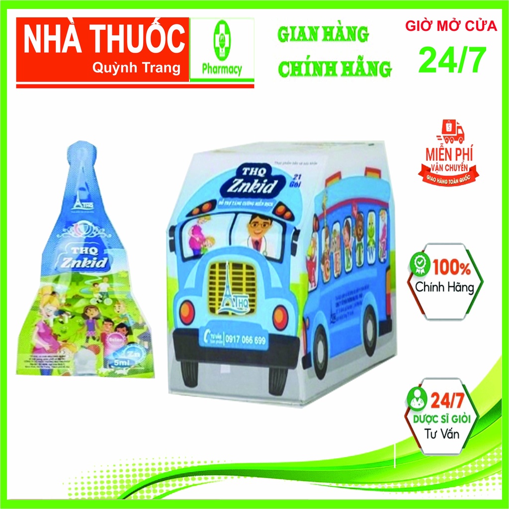 Kẽm THQ ZnKid Bổ Sung Kẽm Cho Cơ Thể, Tăng Cường Sức Đề Kháng.( Hộp 21 gói.)
