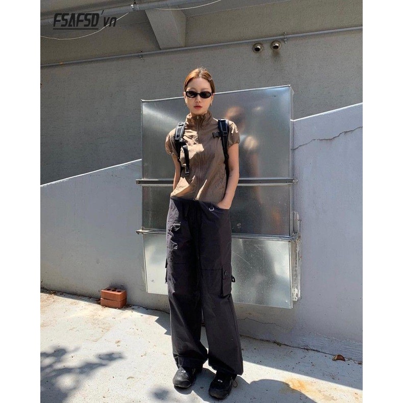 Áo Khoác Tay Ngắn Cổ Đứng Mỏng Nhẹ Màu Nâu Phong Cách Âu Mỹ Cổ Điển Thời Trang Cho Nữ