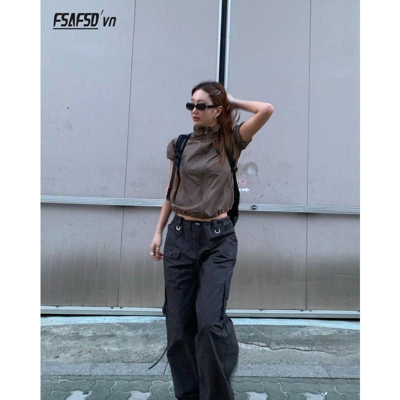 Áo Khoác Tay Ngắn Cổ Đứng Mỏng Nhẹ Màu Nâu Phong Cách Âu Mỹ Cổ Điển Thời Trang Cho Nữ