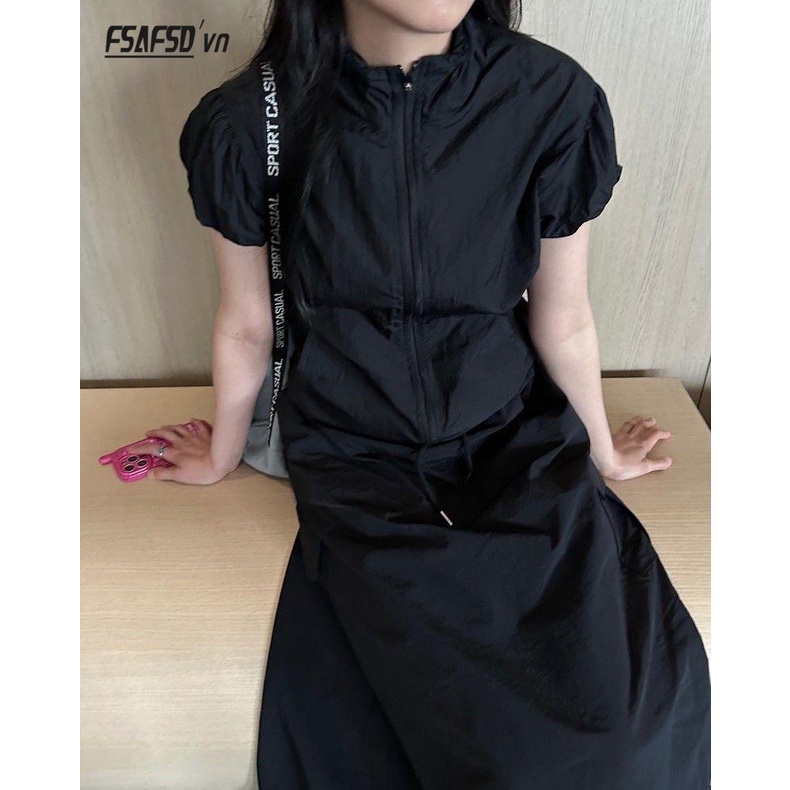 Áo Khoác Tay Ngắn Cổ Đứng Mỏng Nhẹ Màu Nâu Phong Cách Âu Mỹ Cổ Điển Thời Trang Cho Nữ