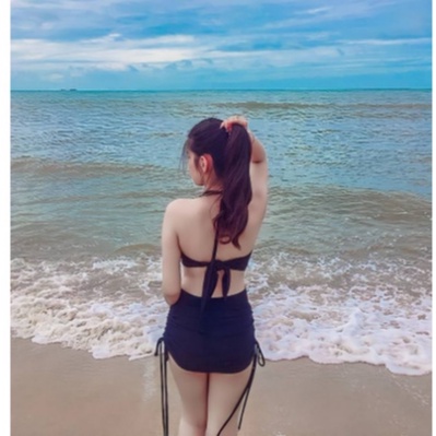 Bikini đồ bơi đi biển 2 mảnh áo quần váy rút dây kín đáo RYLYTA SR72