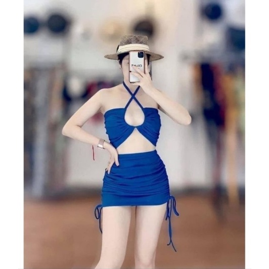 Bikini đồ bơi đi biển 2 mảnh áo quần váy rút dây kín đáo RYLYTA SR72