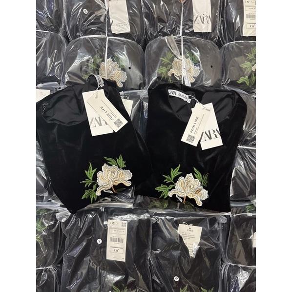 Váy nhung thêu hoa Xn màu đen cho nữ