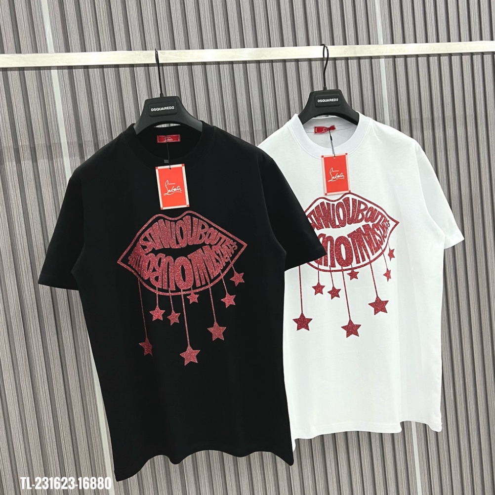 ABC66 Áo Phông Louboutin Họa Tiết Hình Môi Kim Tuyến Cực Nét - Áo Thun LBT Môi Chất Liệu Cotton Mềm Cực Hot