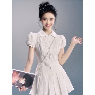 Thời Trang Đầm Sơ Mi Dáng Chữ a Màu Trắng Phong Cách Mùa Hè 2023 Cho Nữ Sinh Tỷ Lệ 1 + 1