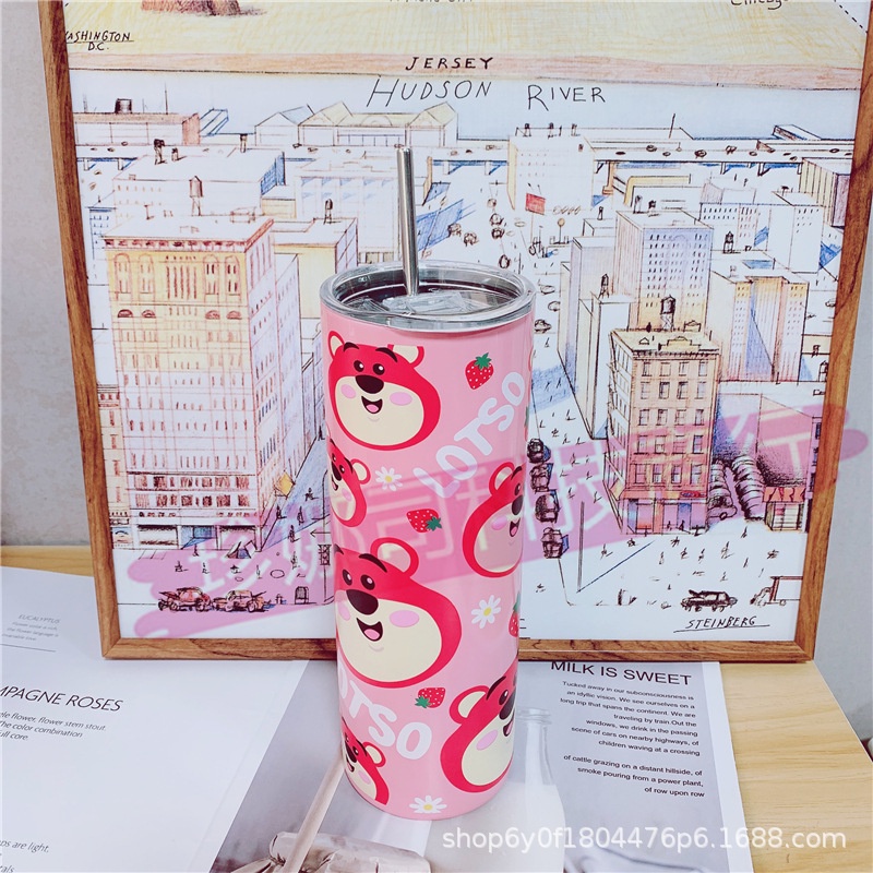 Bình Nước Gấu Dâu Lotso Giữ Nhiệt, Ly Giữ Nhiệt Gấu Dâu Lotso, Bình Giữ Nhiệt Gấu Dâu Siêu Dể Thương