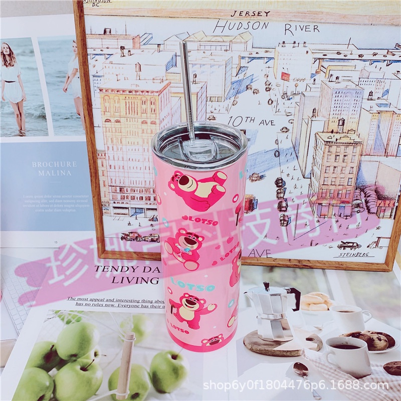 Bình Nước Gấu Dâu Lotso Giữ Nhiệt, Ly Giữ Nhiệt Gấu Dâu Lotso, Bình Giữ Nhiệt Gấu Dâu Siêu Dể Thương