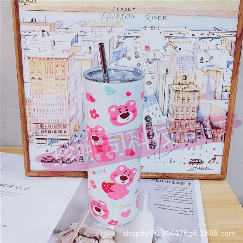 Bình Nước Gấu Dâu Lotso Giữ Nhiệt, Ly Giữ Nhiệt Gấu Dâu Lotso, Bình Giữ Nhiệt Gấu Dâu Siêu Dể Thương