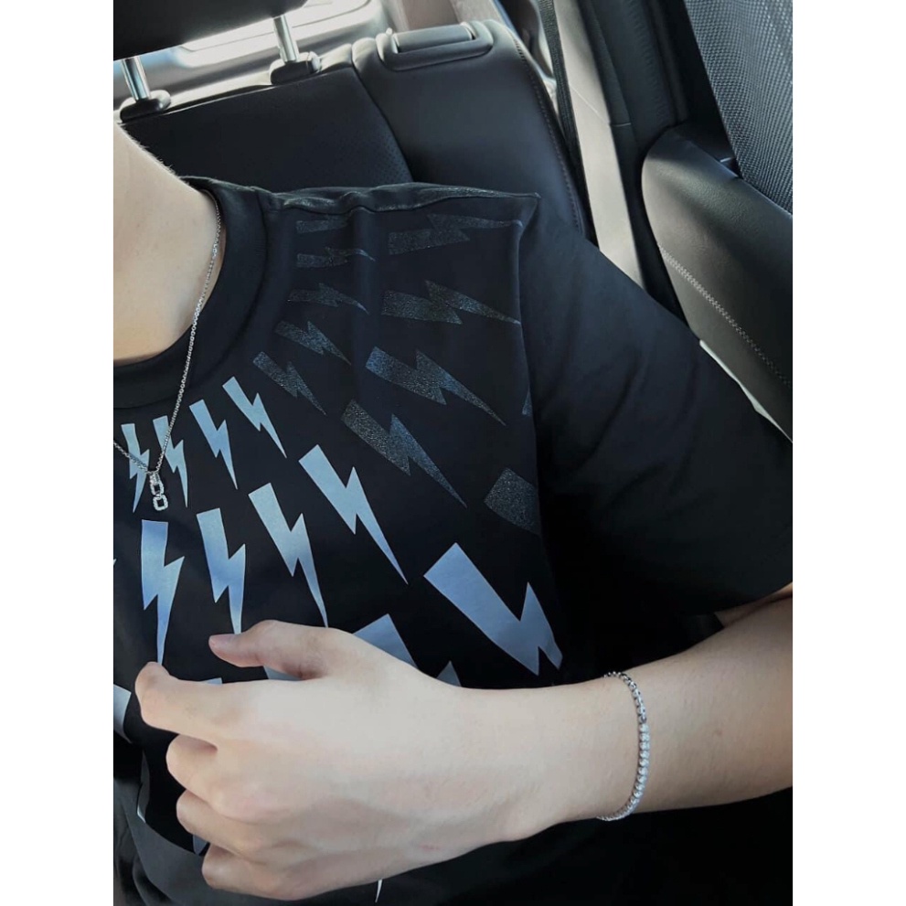 ABC66 Áo Phông Nam Nữ Neil Barrett In Tia Sét Nhũ Kim Tuyến Cao Cấp, Áo Phông Nam Nữ Unisex Siêu Cấp Hot Trend Hè 2023 X