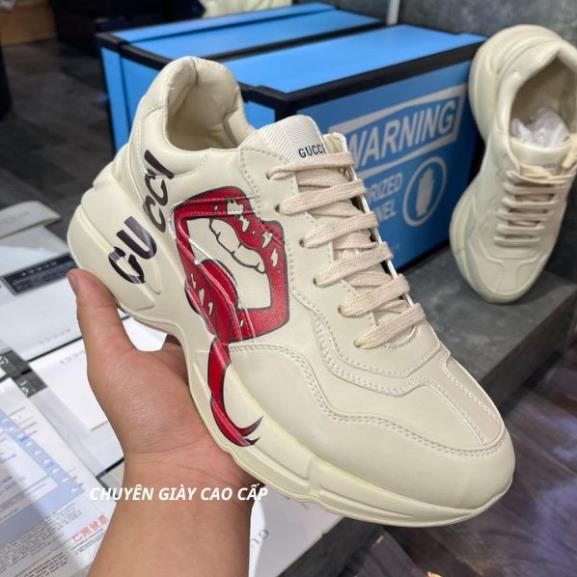 Giày gucci Rhyton, Giày thể thao GC gạch ngang, NY, Môi, Trơn đế bản cao cấp Full Box Bill, túi xách phụ kiện