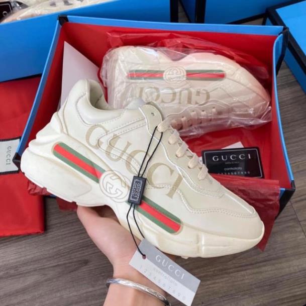 Giày gucci Rhyton, Giày thể thao GC gạch ngang, NY, Môi, Trơn đế bản cao cấp Full Box Bill, túi xách phụ kiện