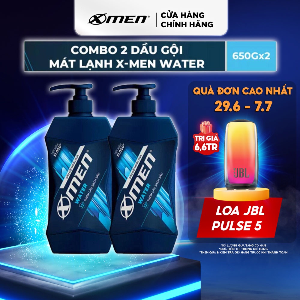 Combo 2 Dầu Gội X-Men Mát Lạnh Water 650g/chai