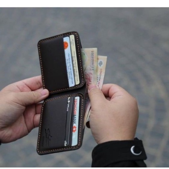 Ví nam da thật. Ví nam mini phong cách hiện đại trẻ trung nhỏ gọn thời trang Store công sở lion - Ka