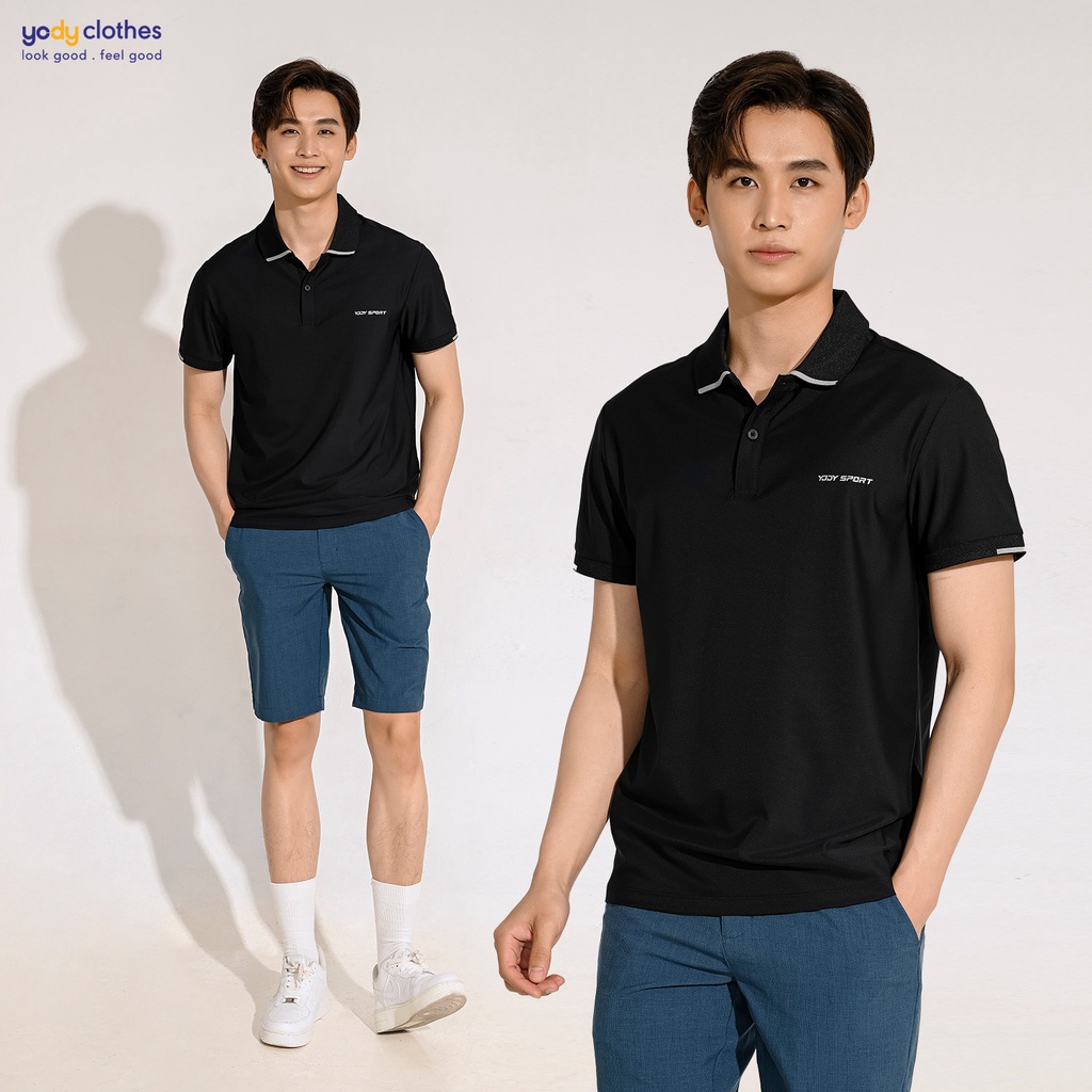 Áo polo thể thao nam logo ngực YODY thoáng mát thấm hút mồ hôi tốt SAM5003